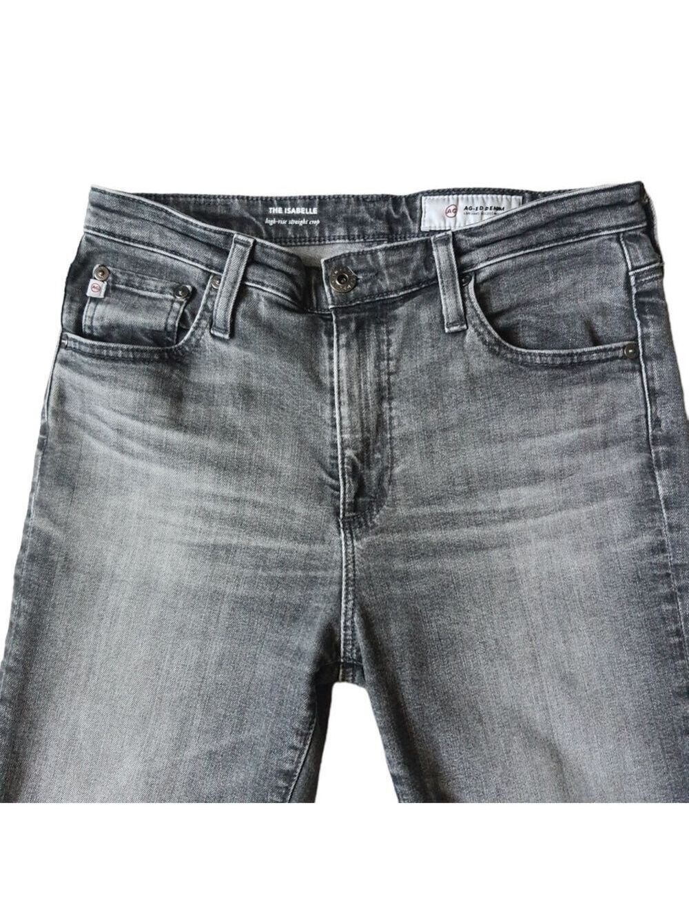 AG The Isabelle High Rose Straight Crop Raw Hem Gray Size 27R Adriano Goldshmeid - Picture 5 of 13